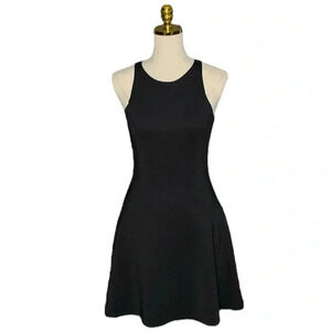 ABERCROMBIE & FITCH | Black Neoprene Scuba Knit Fit & Flare Skater Dress Size M